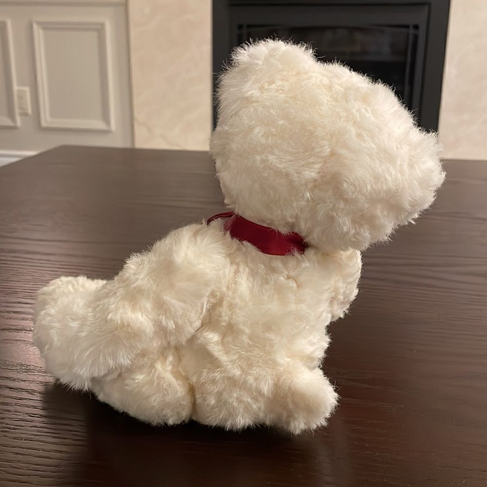Russ Berrie Vintage White Plush Teddy Bear Schubert Red Bow Excellent Condition - Picture 4 of 8